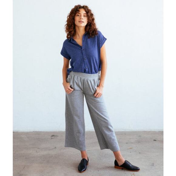 Known Supply Organic Cotton Gray Dixie Cropped Wide Leg Pants Size XS - Picture 1 of 14